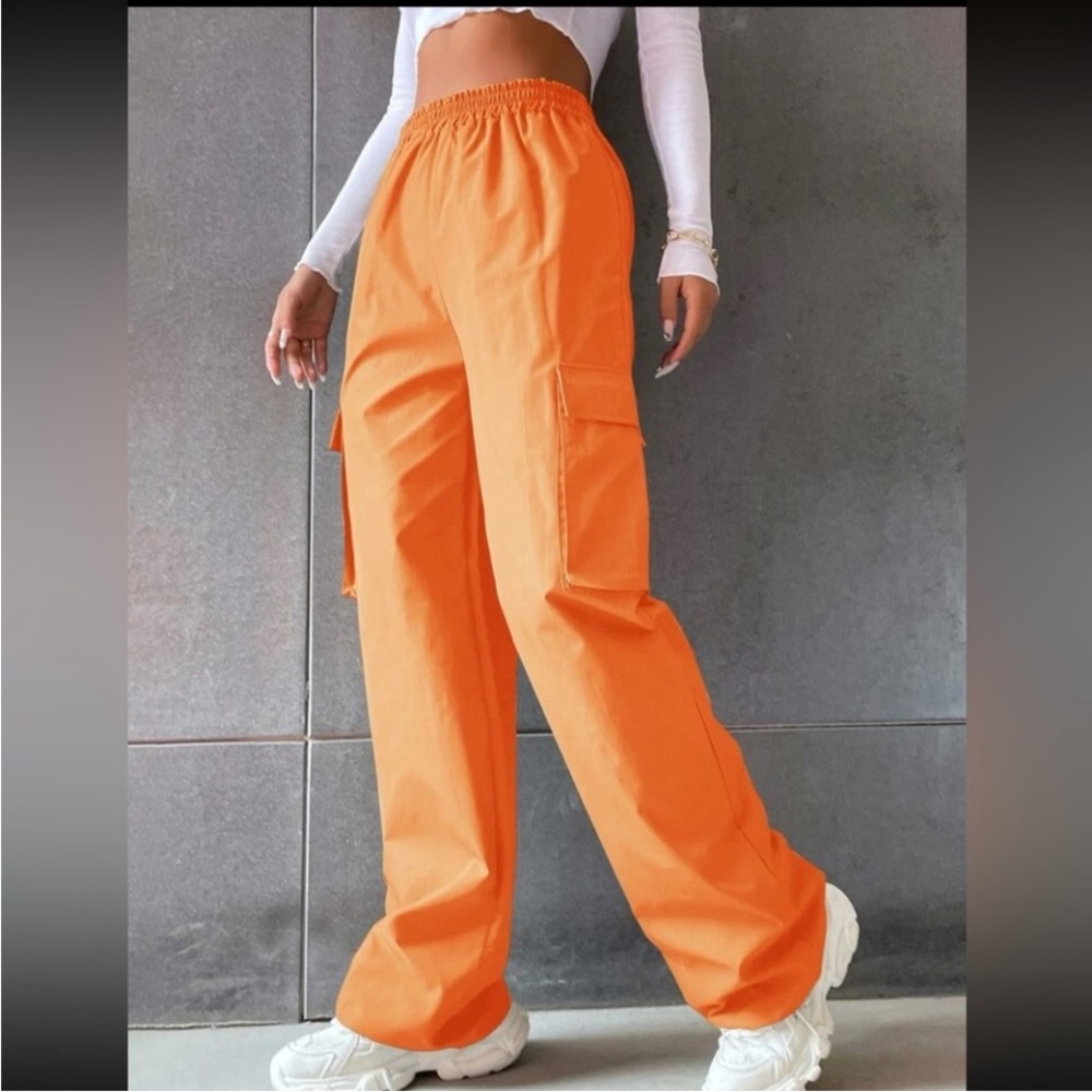 Bright Orange Wide Leg Pants